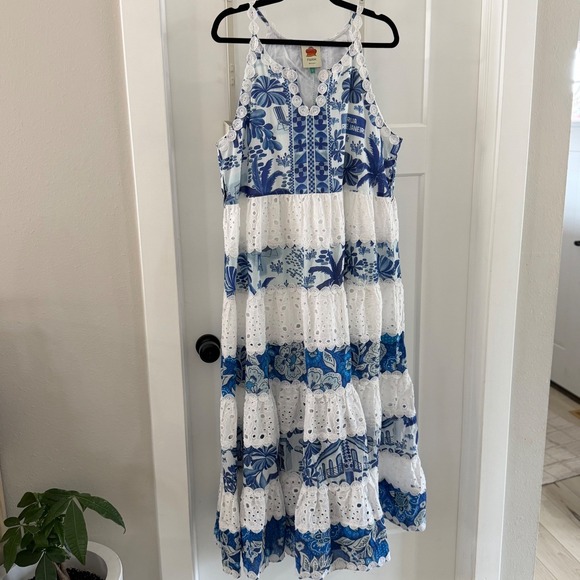 farm rio white and blue dress Mirel - Long Turtleneck Cashmere Dress